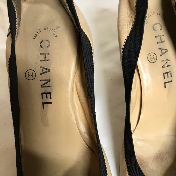 Chanel Spirit Sz 36 Soft Leather 2 Tone Cap Toe Interlocking CC Logo 3..25”Heel - Picture 6 of 16